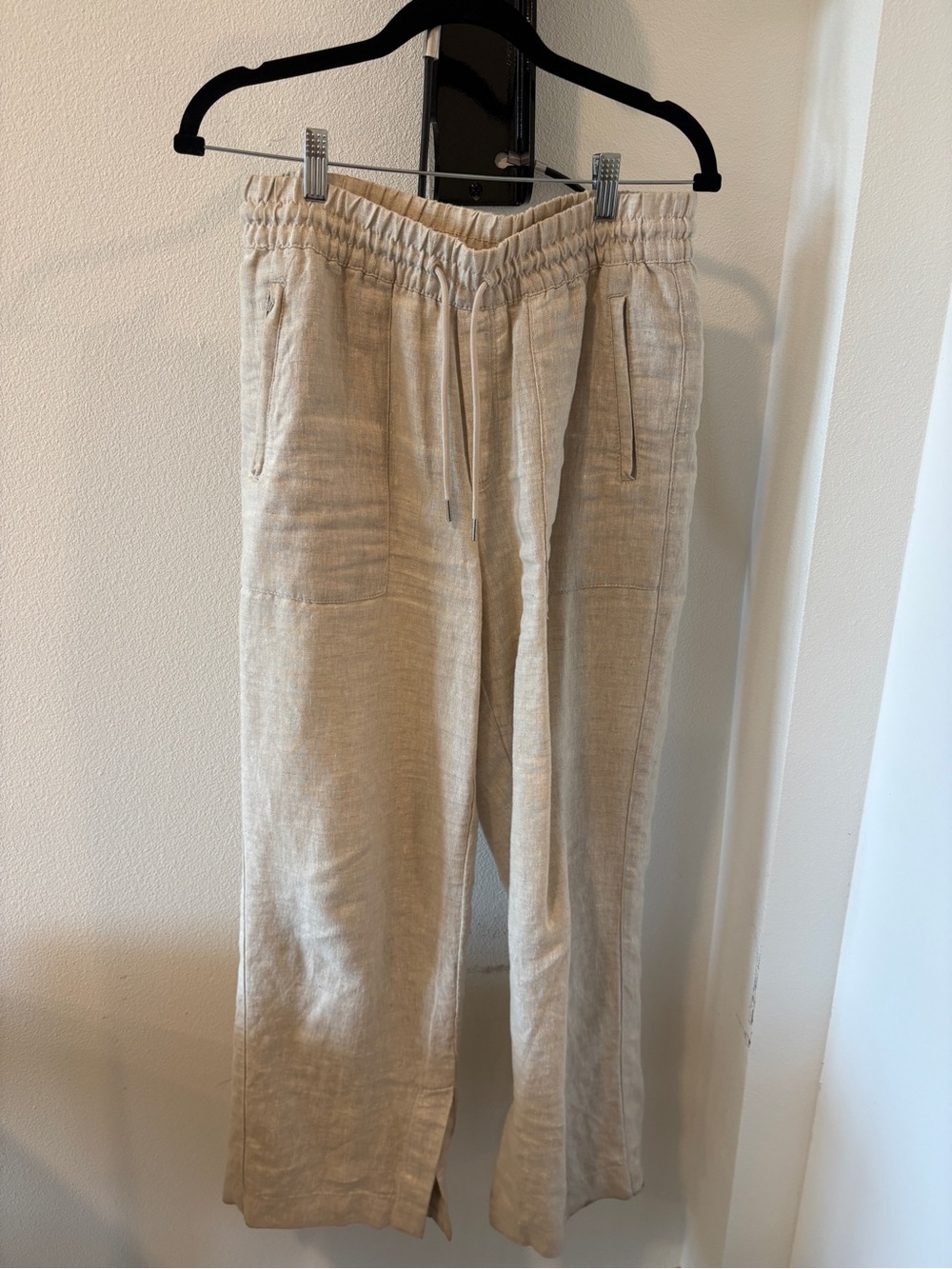 Athleta Retreat Linen High Waist Wide-Leg Drawstring Pants - Natural Beige